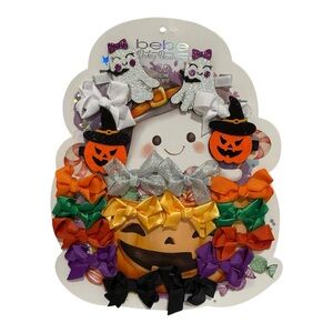 bebe Baby Boutique Halloween Hair Bow Clip Set Ghost Pumpkin 20 Pieces BRAND NEW